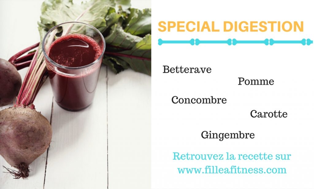 Un bon jus réalisé à l'extracteur de jus , de la betterave et d'autres bons ingrédients qui vont vous aider à digérer et à faire disparaitre vos ballonnements